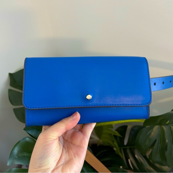 NWT Kate Spade New York Blue Leather Everyday Belt Bag Fanny Pack Size L/XL - Picture 1 of 13